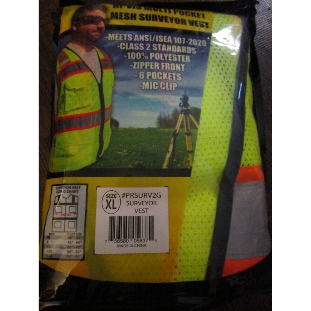 Forester Hi-Vis Class 2 Mesh Safety Vest Multi Pocket Surveyor Vest Mic Clip XL